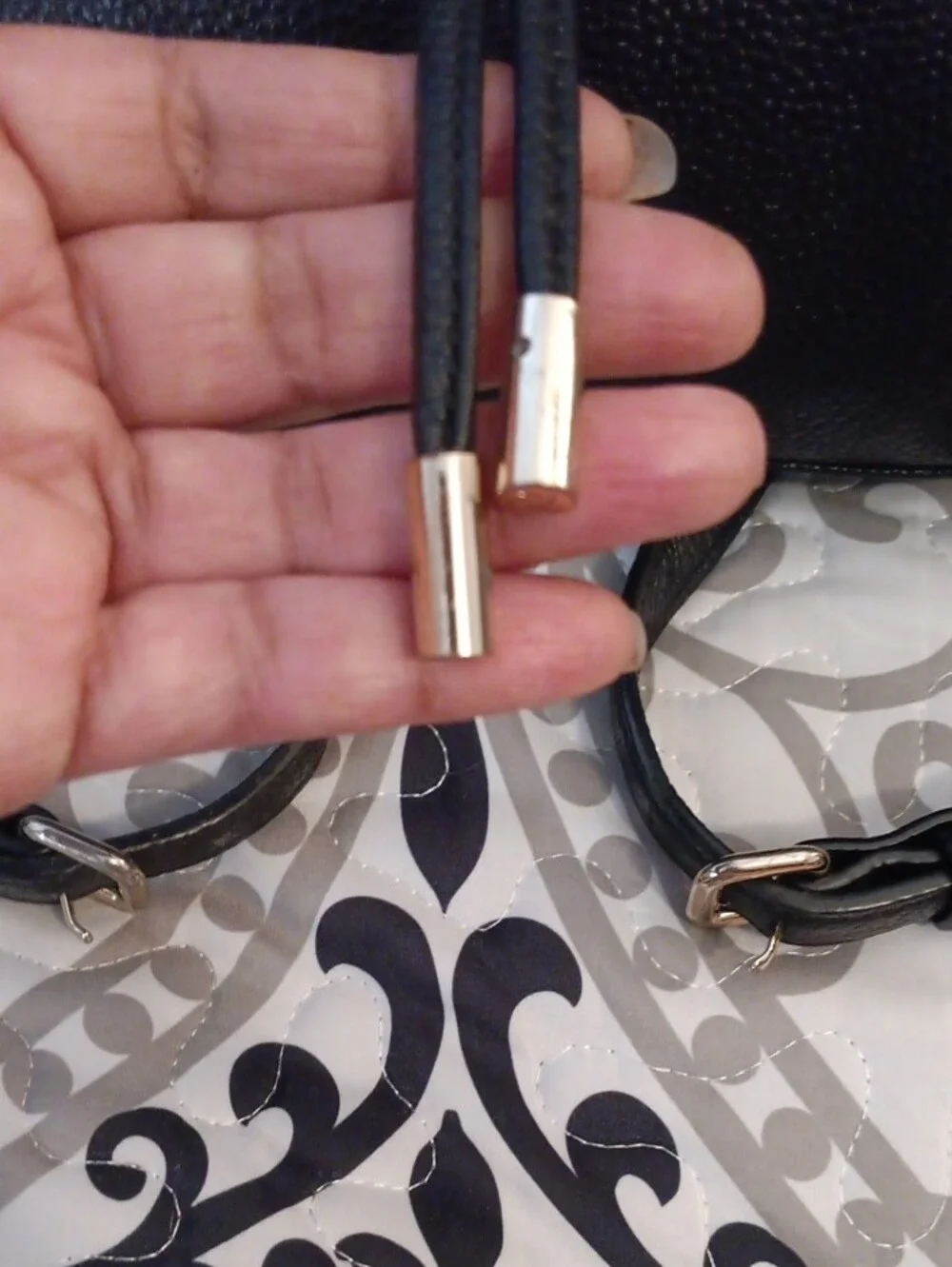 kate spade Black Pebbled Leather Drawstring Backpack